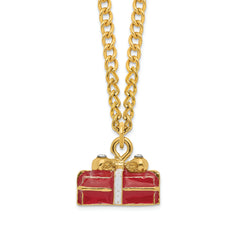 Luxury Giftware Pewter Bejeweled Crystals Gold-tone Enameled DESIRE Red Gift Box w/Ring Pad Trinket Box with Matching 18 Inch Necklace