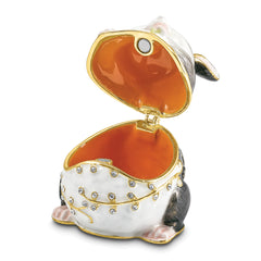 Luxury Giftware Pewter Bejeweled Crystals Gold-tone Enameled UNCLE JOE Chubby Mouse Trinket Box with Matching 18 Inch Necklace