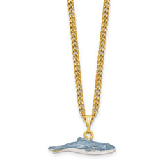 Luxury Giftware Pewter Bejeweled Crystals Gold-tone Enameled WYNN and WALLIS Blue Whale and Baby Trinket Box with Matching 18 Inch Necklace