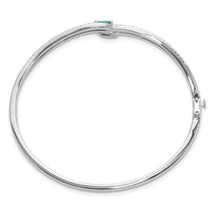 14K White Gold Lab Grown Diamond & Pear Paraiba Bangle Bracelet