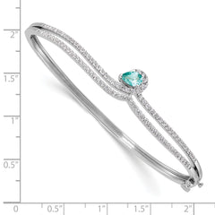 14K White Gold Lab Grown Diamond & Pear Paraiba Bangle Bracelet