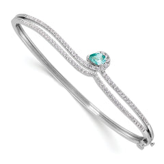 14K White Gold Lab Grown Diamond & Pear Paraiba Bangle Bracelet