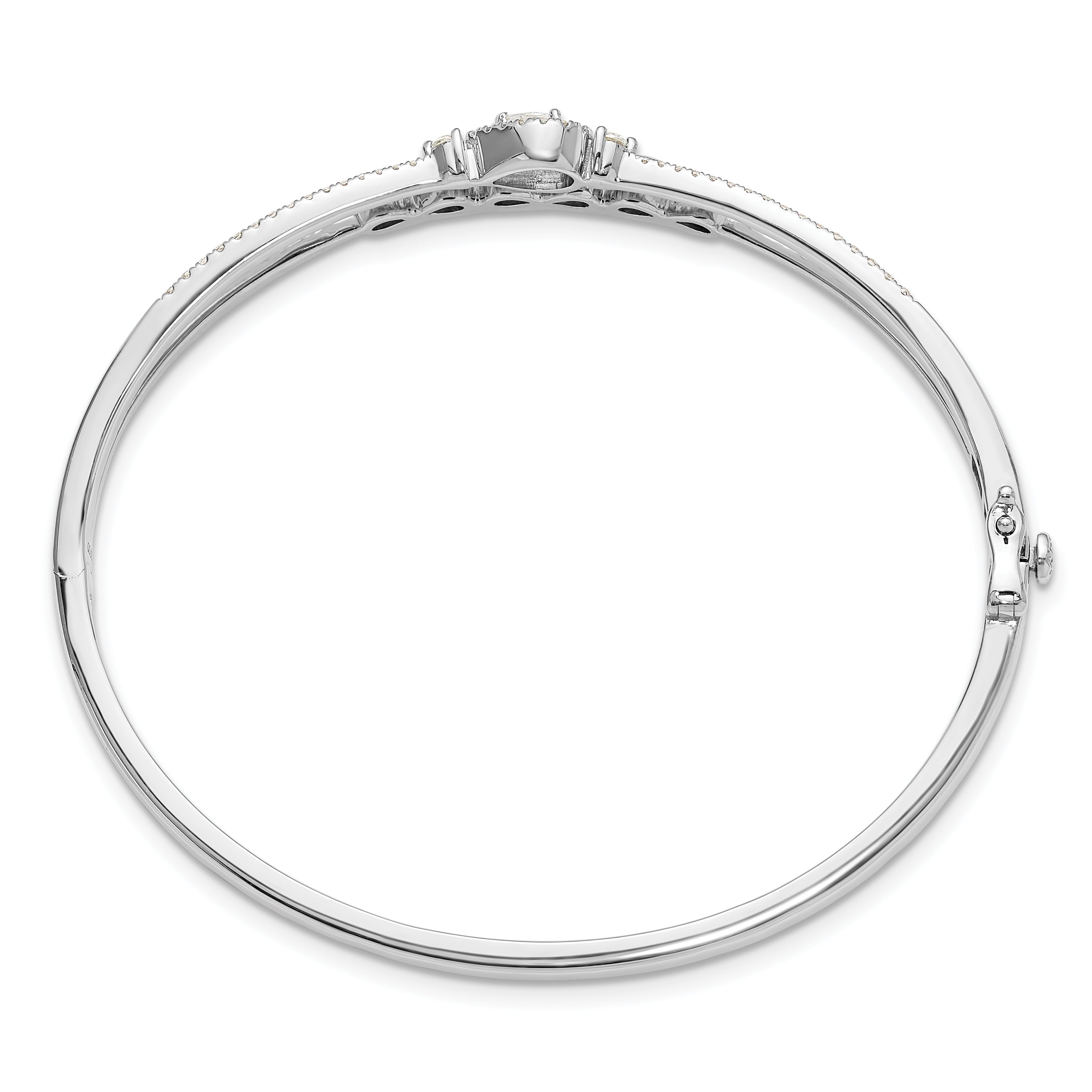 14K White Gold Lab Grown Diamond Infinity and Pear Bangle Bracelet