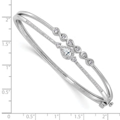 14K White Gold Lab Grown Diamond Infinity and Pear Bangle Bracelet