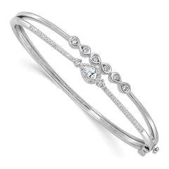 14K White Gold Lab Grown Diamond Infinity and Pear Bangle Bracelet