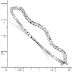 14K White Gold Lab Grown Diamond VS/SI GH, Wavy Bangle Bracelet