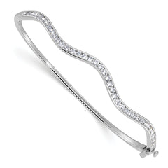 14K White Gold Lab Grown Diamond VS/SI GH, Wavy Bangle Bracelet