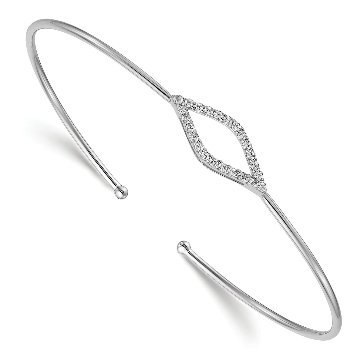 14K White Gold Lab Grown Diamond Cuff Bangle