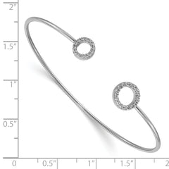 14k White Gold Diamond Circles Flexible Cuff Bangle