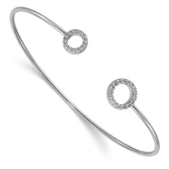 14k White Gold Diamond Circles Flexible Cuff Bangle