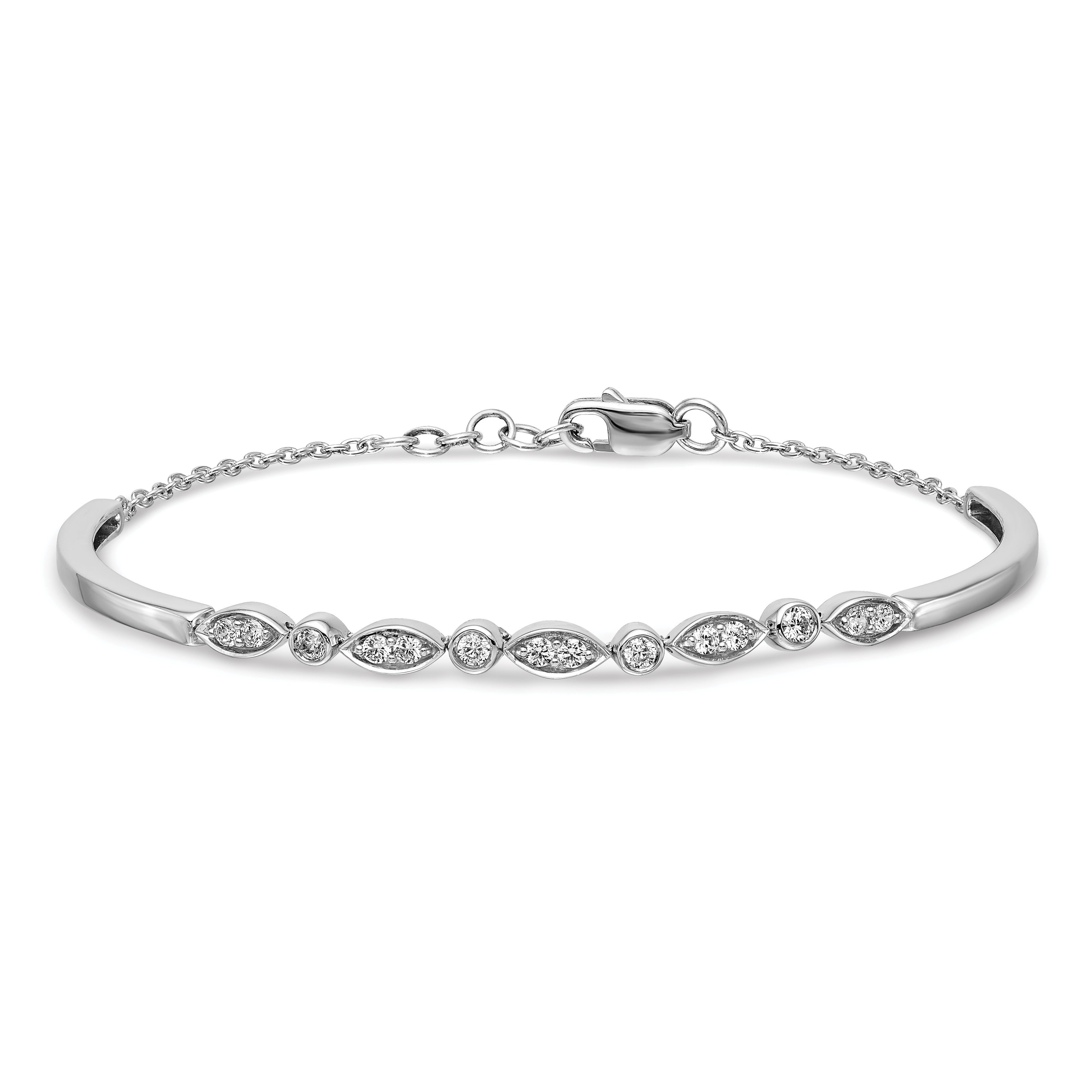 14K White Gold Diamond Bangle Bracelet