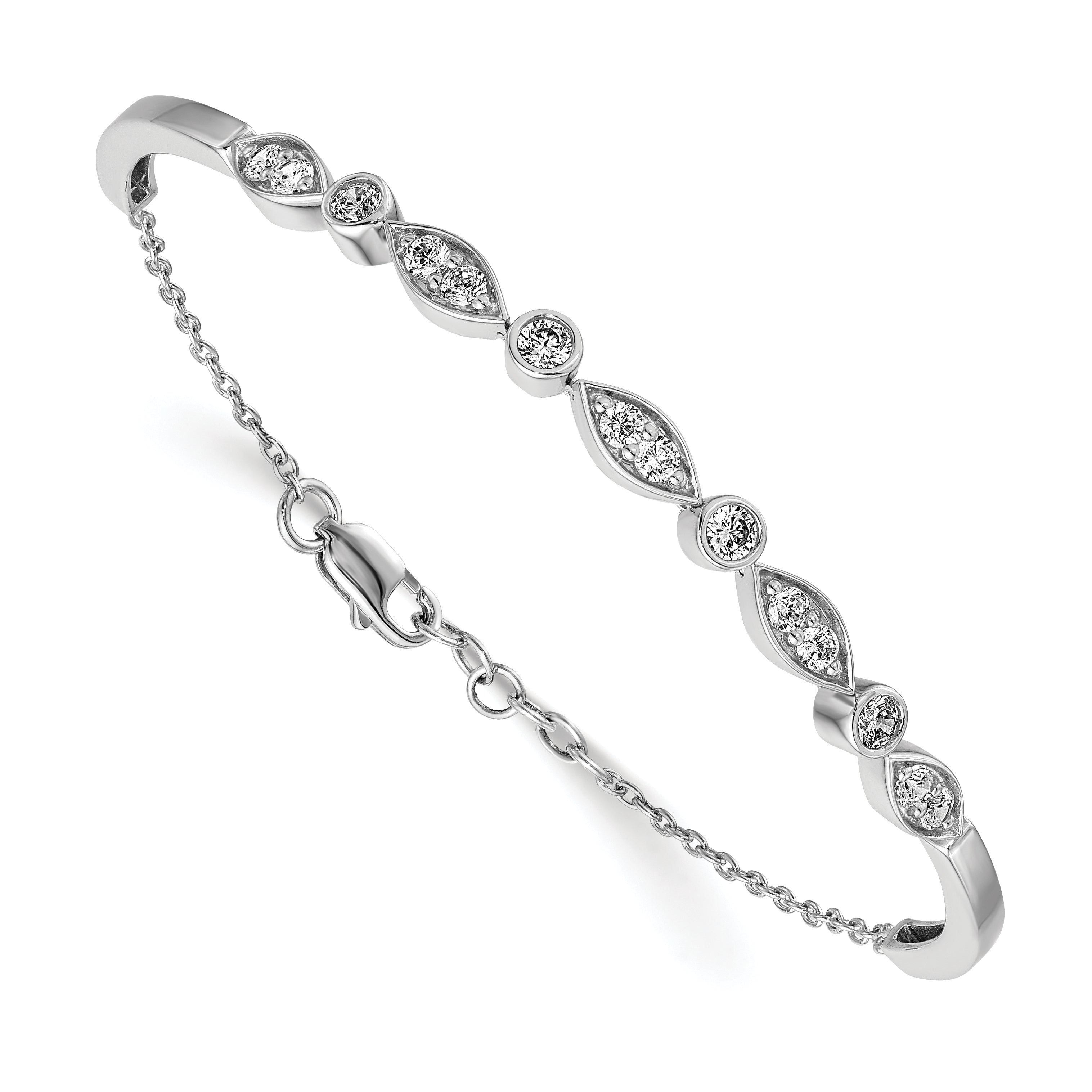 14k White Gold Diamond Bangle Bracelet