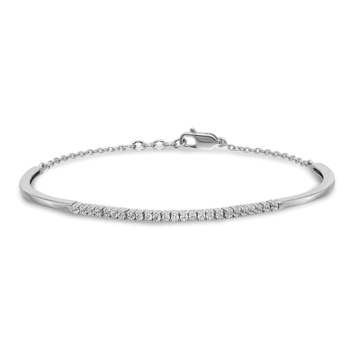 14K White Gold Diamond Bangle Bracelet