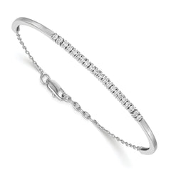 14k White Gold Diamond w/.25 In Ext Bangle Bracelet