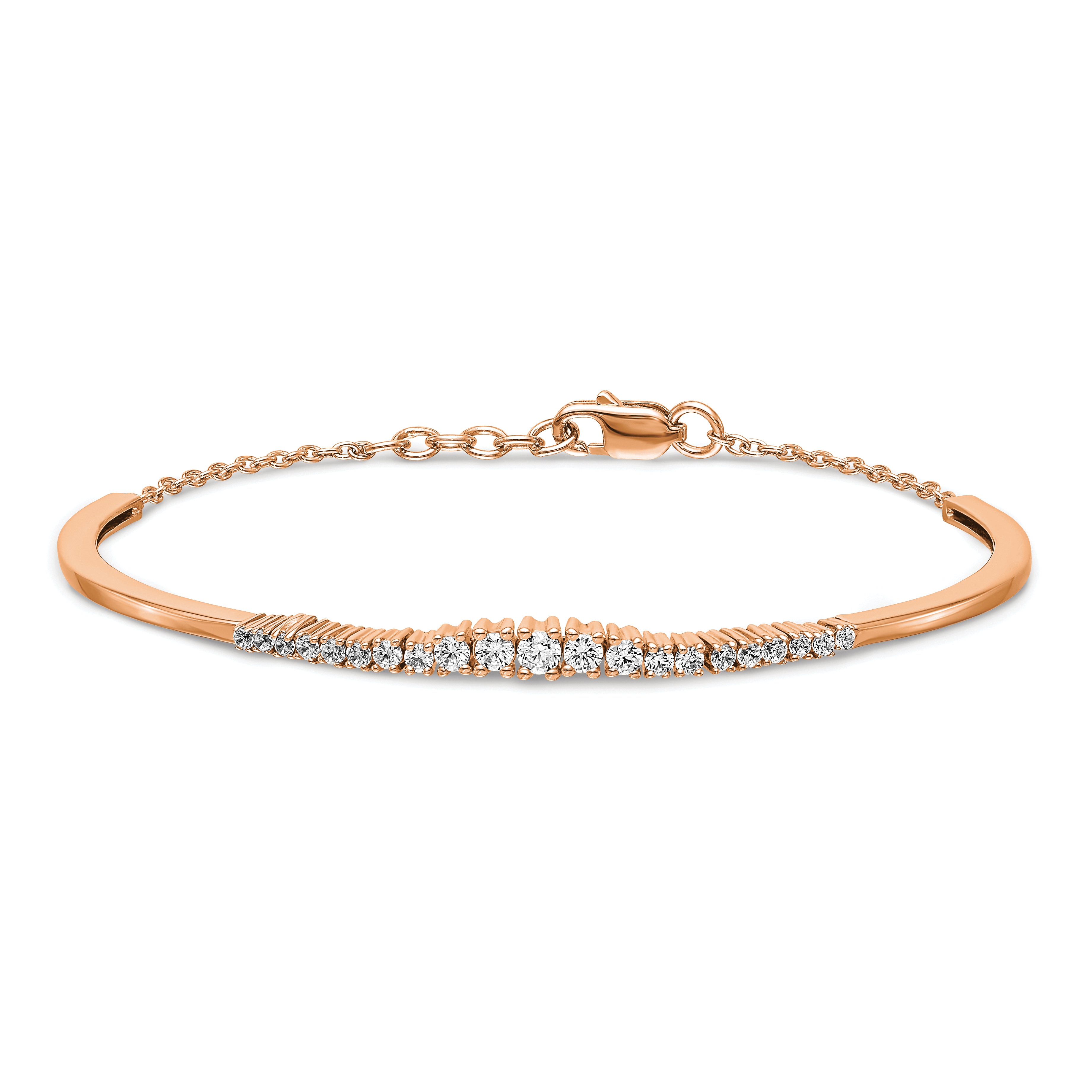 14K Rose Gold Lab Grown Diamond VS/SI GH, Graduated Bangle Bracelet