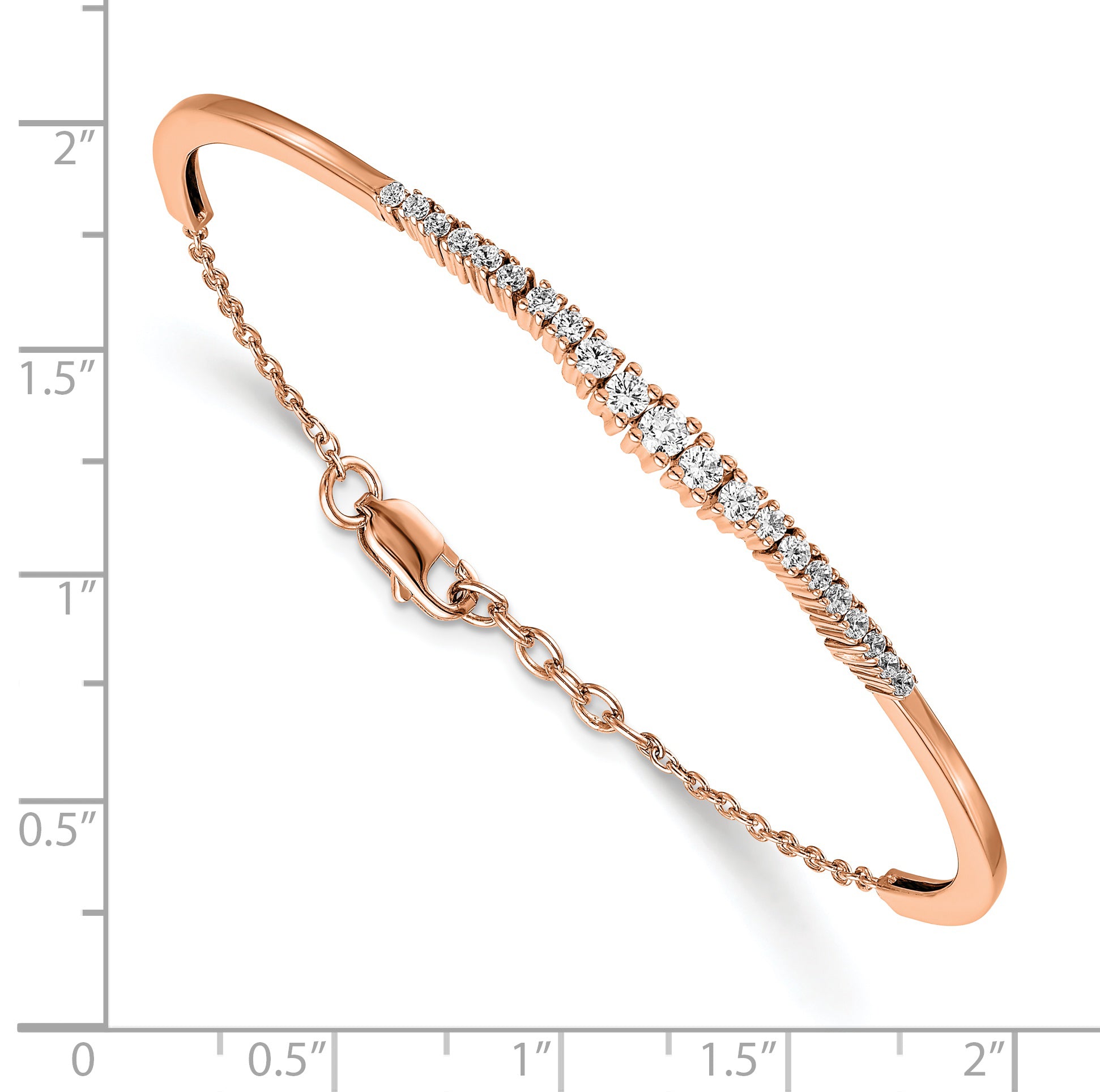 14K Rose Gold Lab Grown Diamond VS/SI GH, Graduated Bangle Bracelet