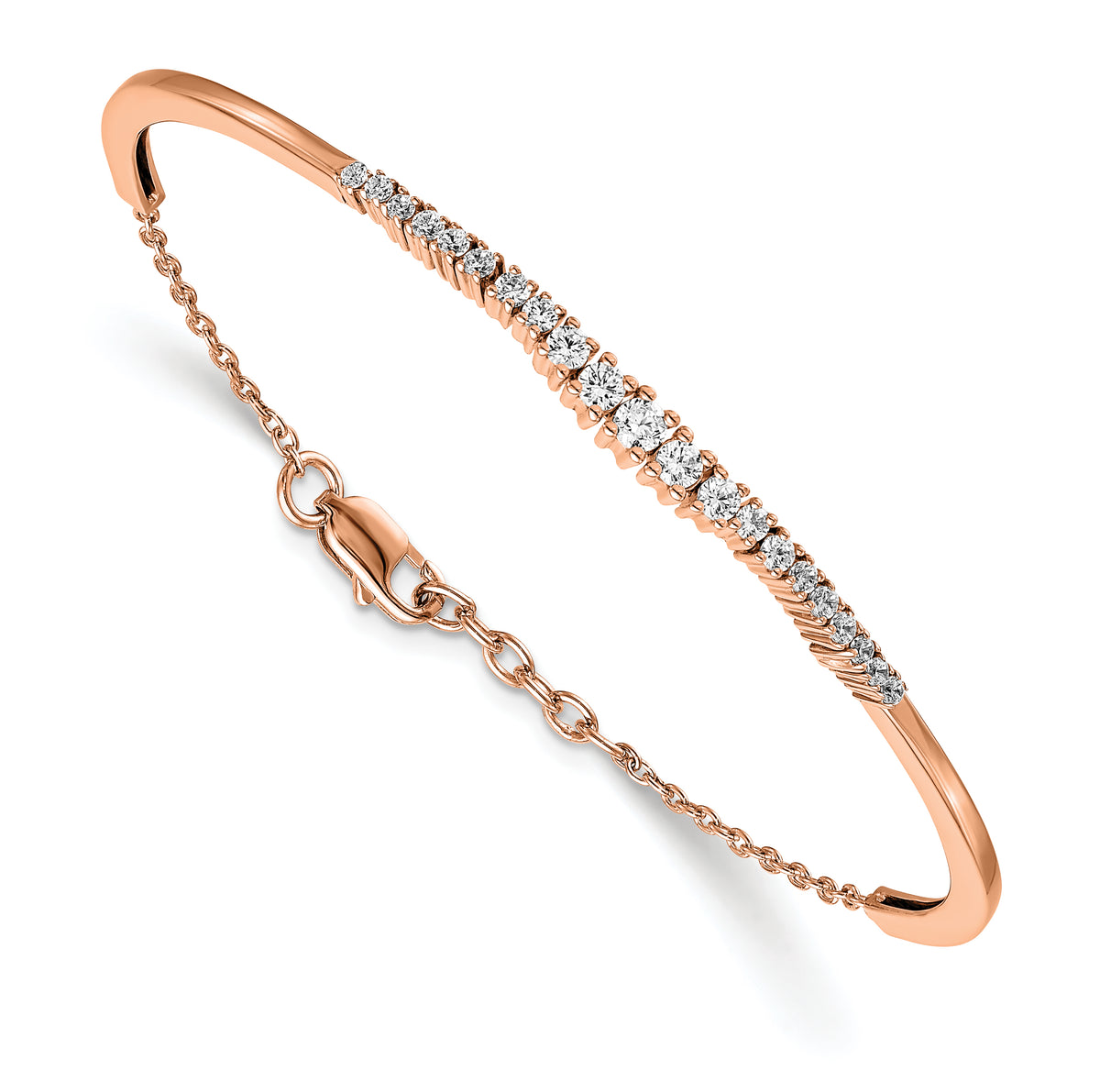 14K Rose Gold Lab Grown Diamond VS/SI GH, Graduated Bangle Bracelet