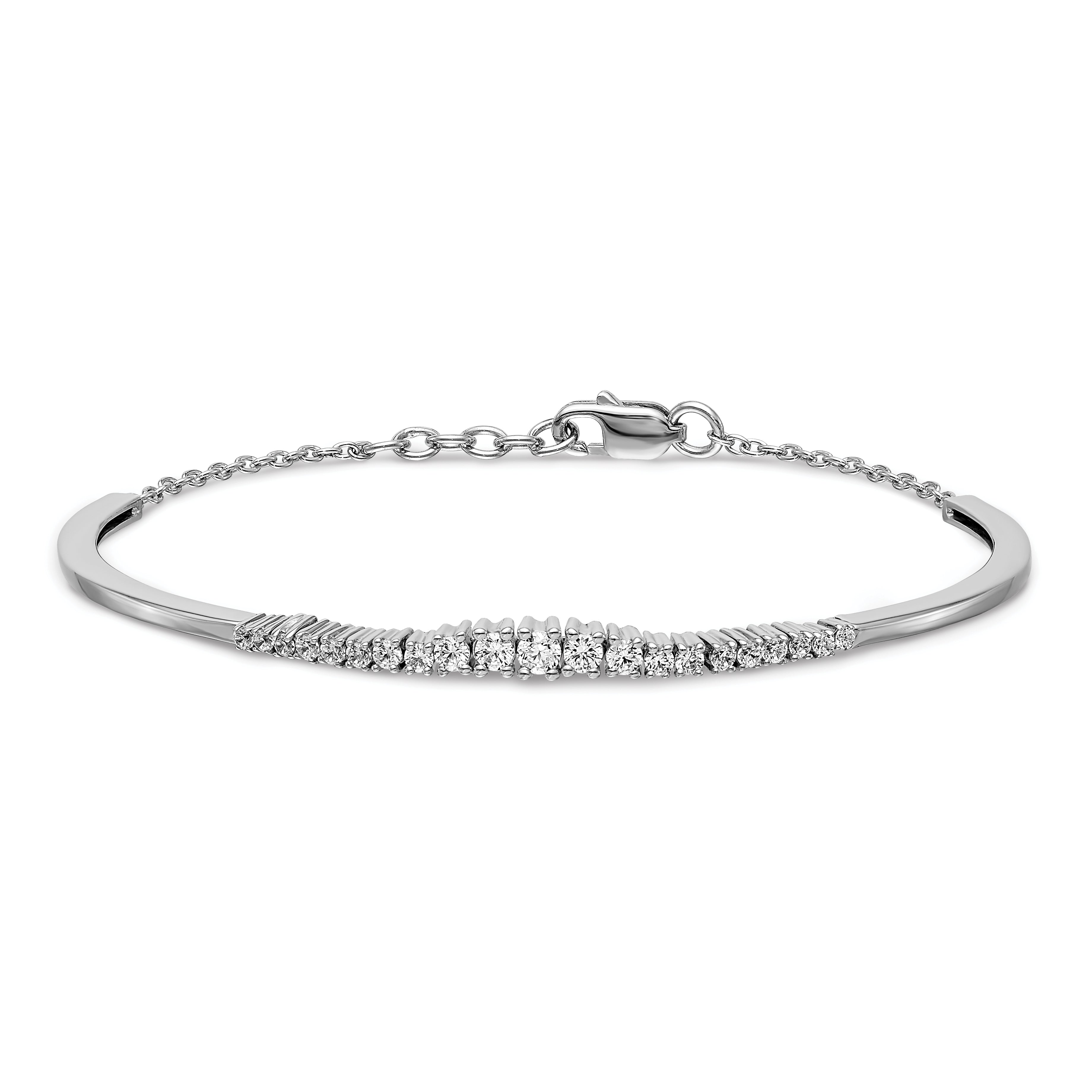 14k White Gold Graduated Diamond Bangle Bracelet