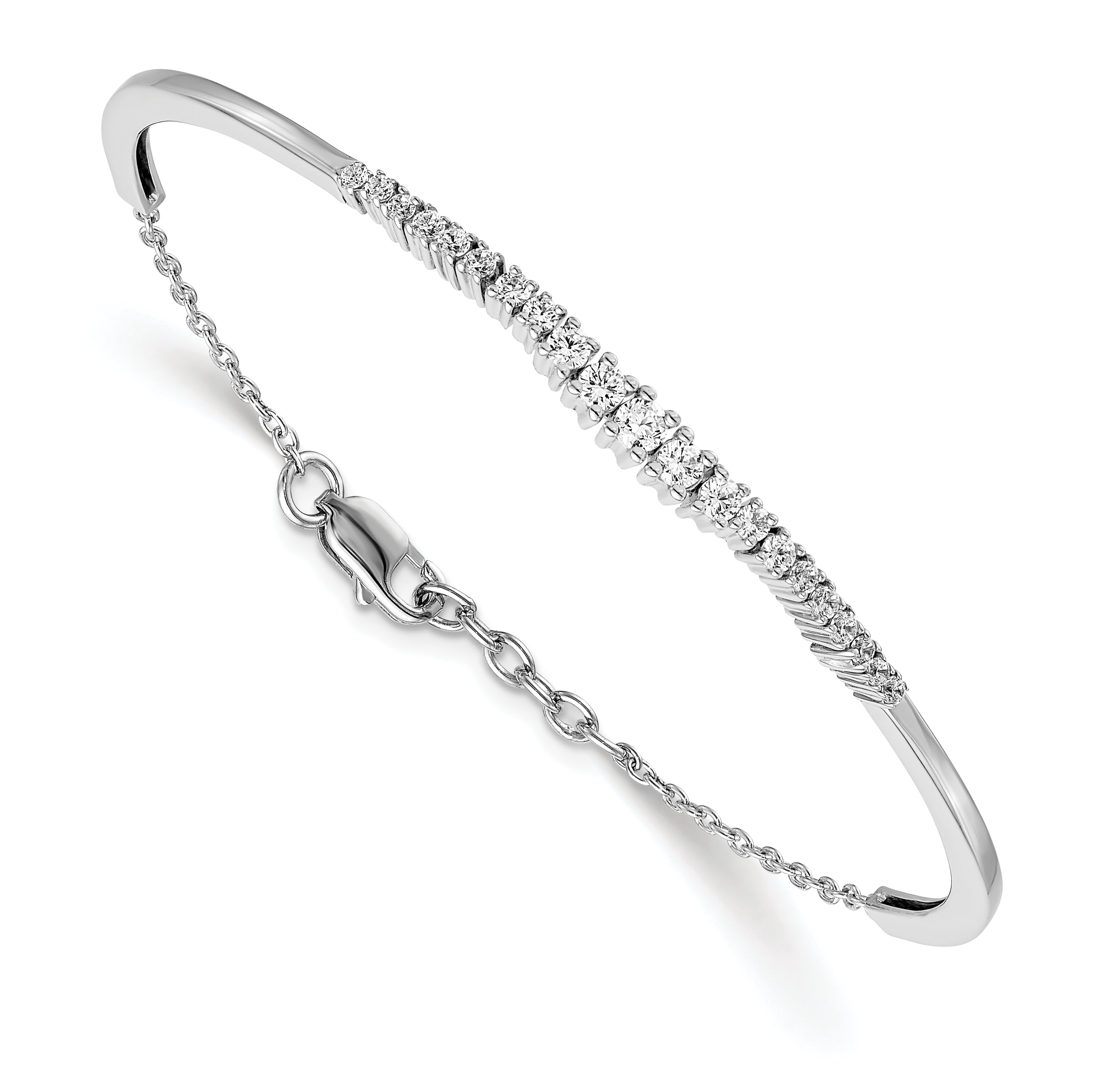 14k White Gold Graduated Diamond Bangle Bracelet