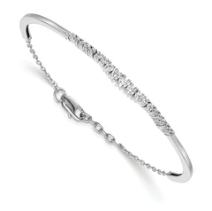 14k White Gold Graduated Diamond Bangle Bracelet