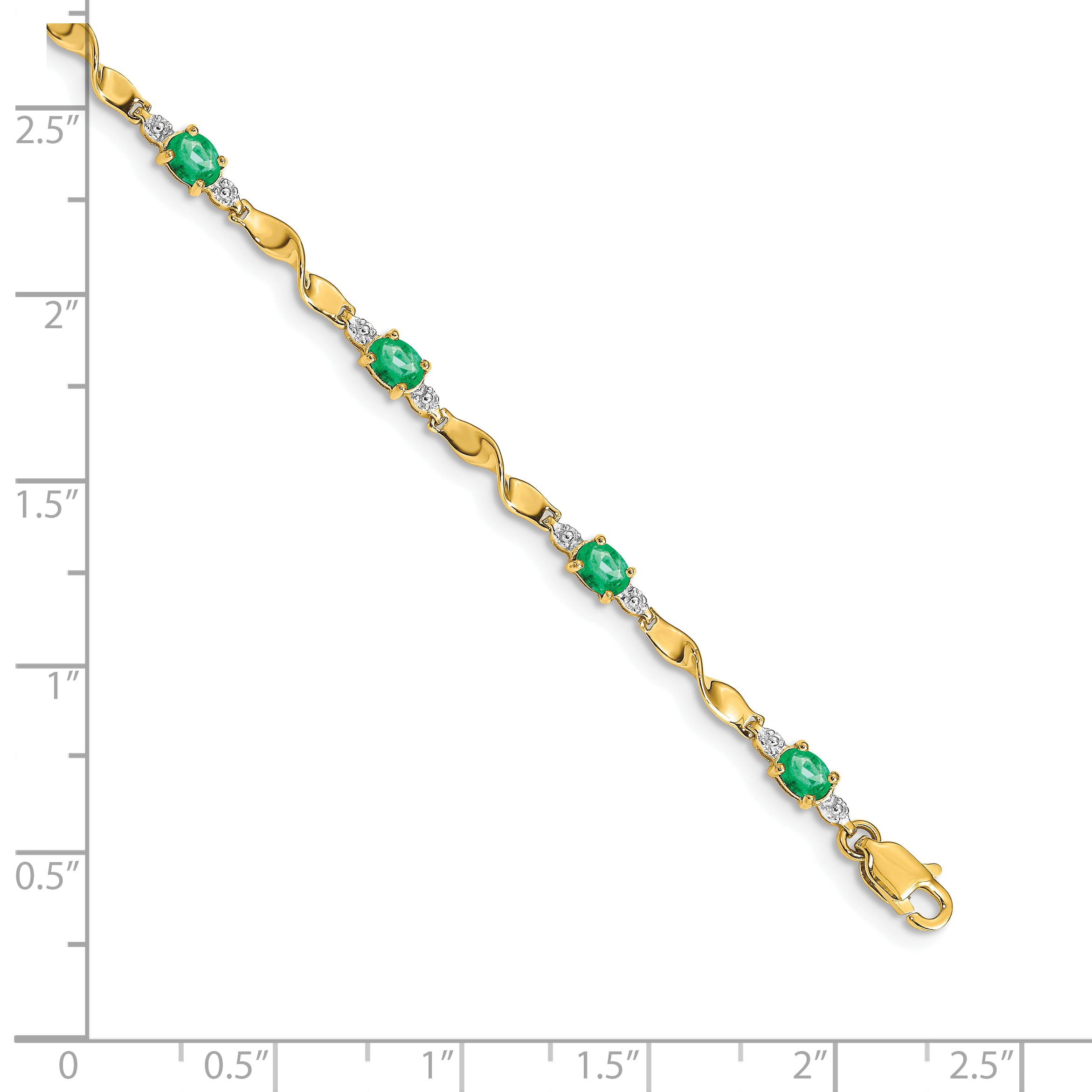 10k Diamond and Oval Emerald Bracelet