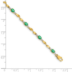 10k Diamond and Oval Emerald Bracelet