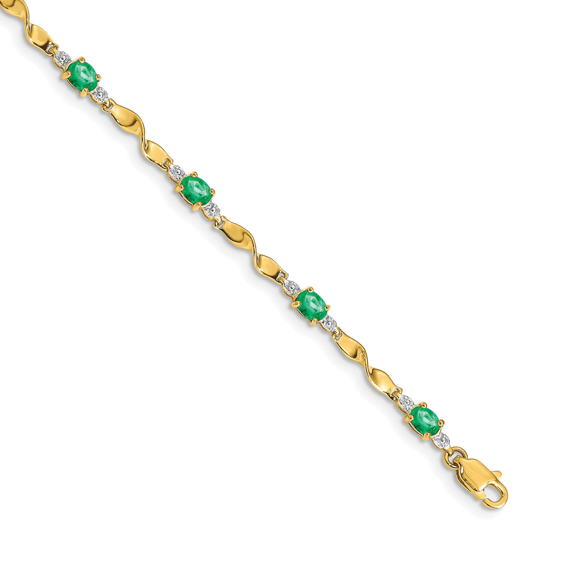 14k Diamond and Oval Emerald Bracelet