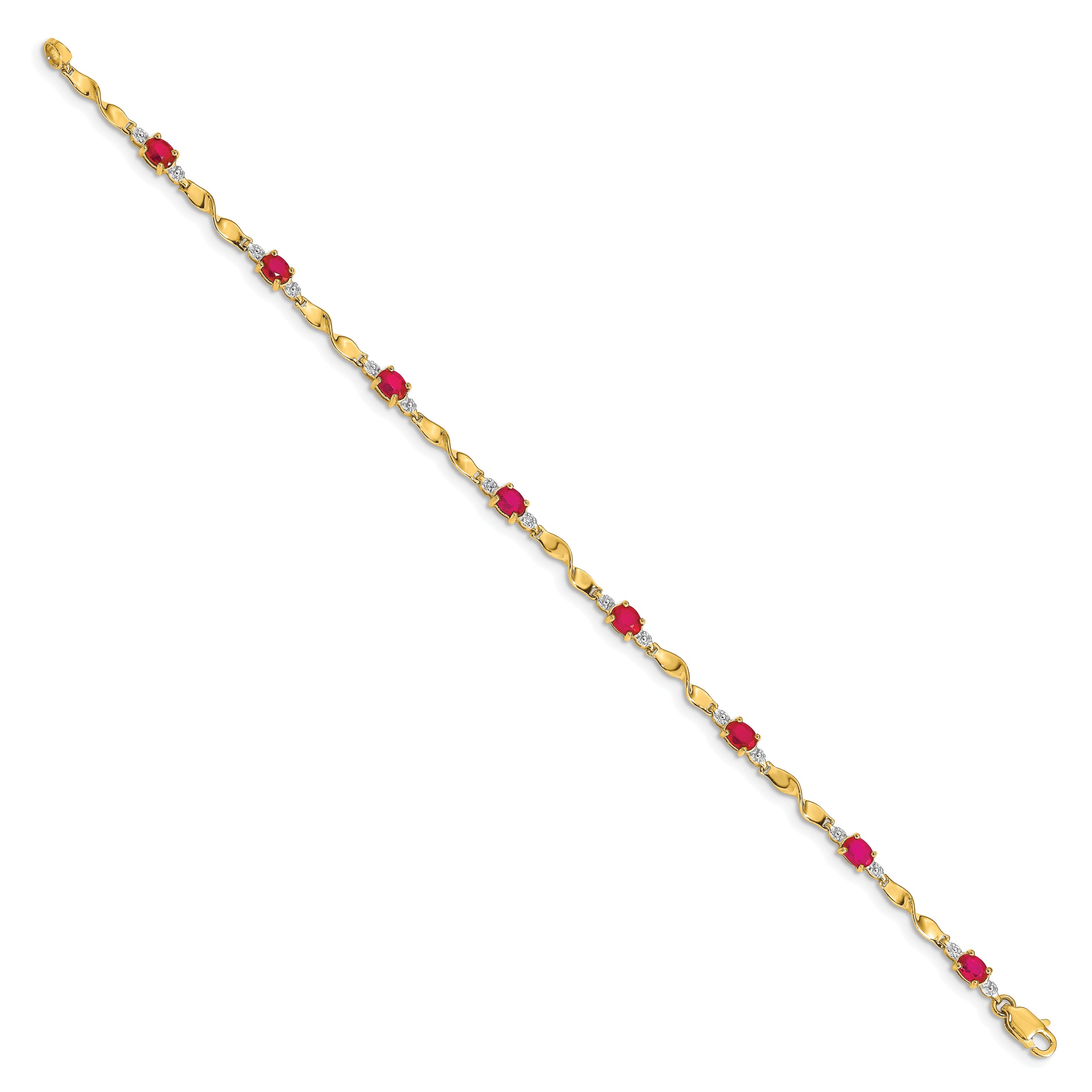 14k Diamond and Oval Ruby Bracelet