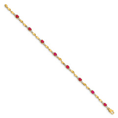 14k Diamond and Oval Ruby Bracelet