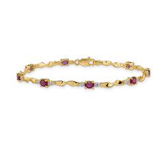 14k Diamond and Oval Ruby Bracelet