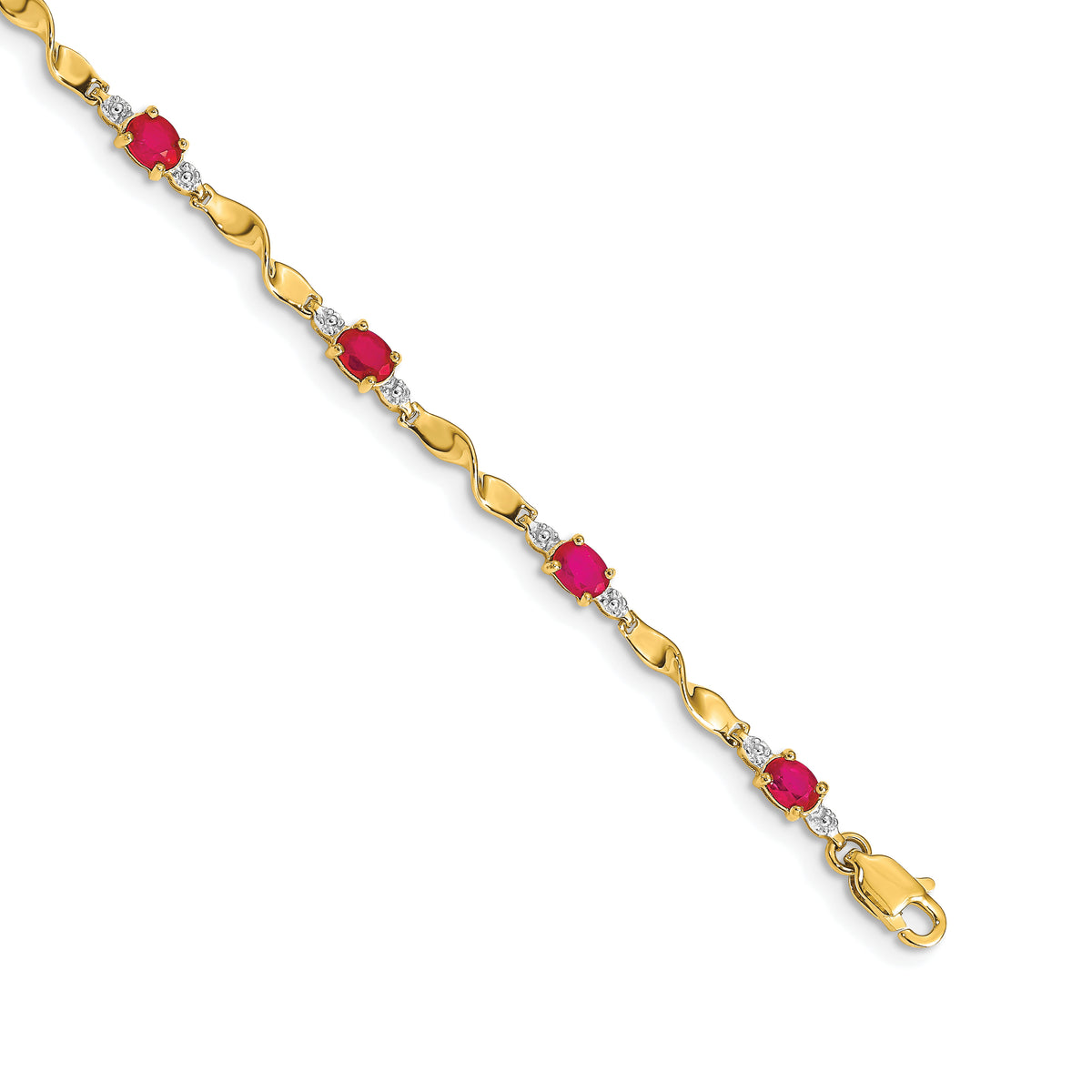 14k Diamond and Oval Ruby Bracelet