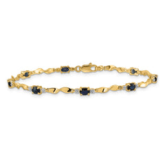 14k Diamond and Oval Sapphire Bracelet