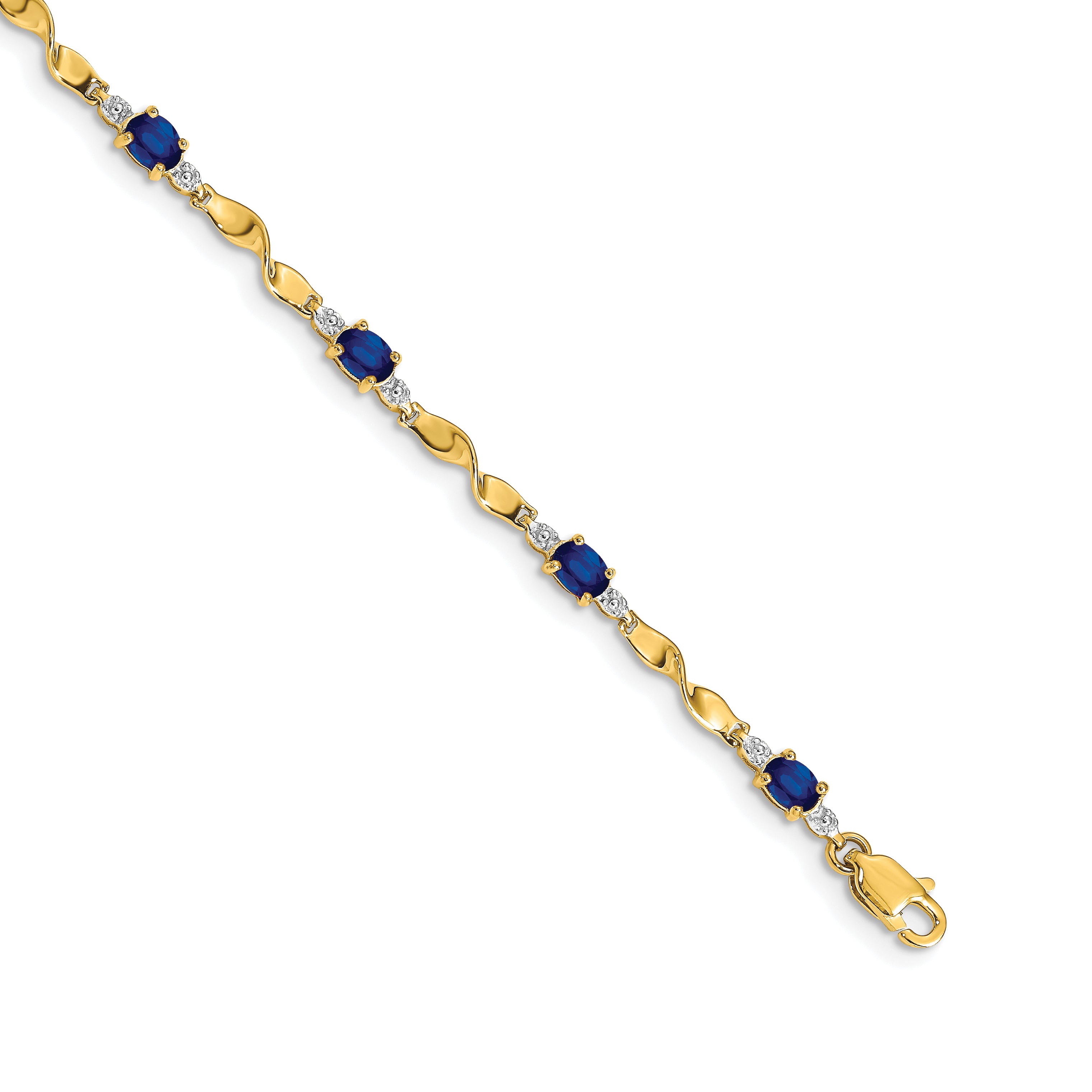 14k Diamond and Oval Sapphire Bracelet