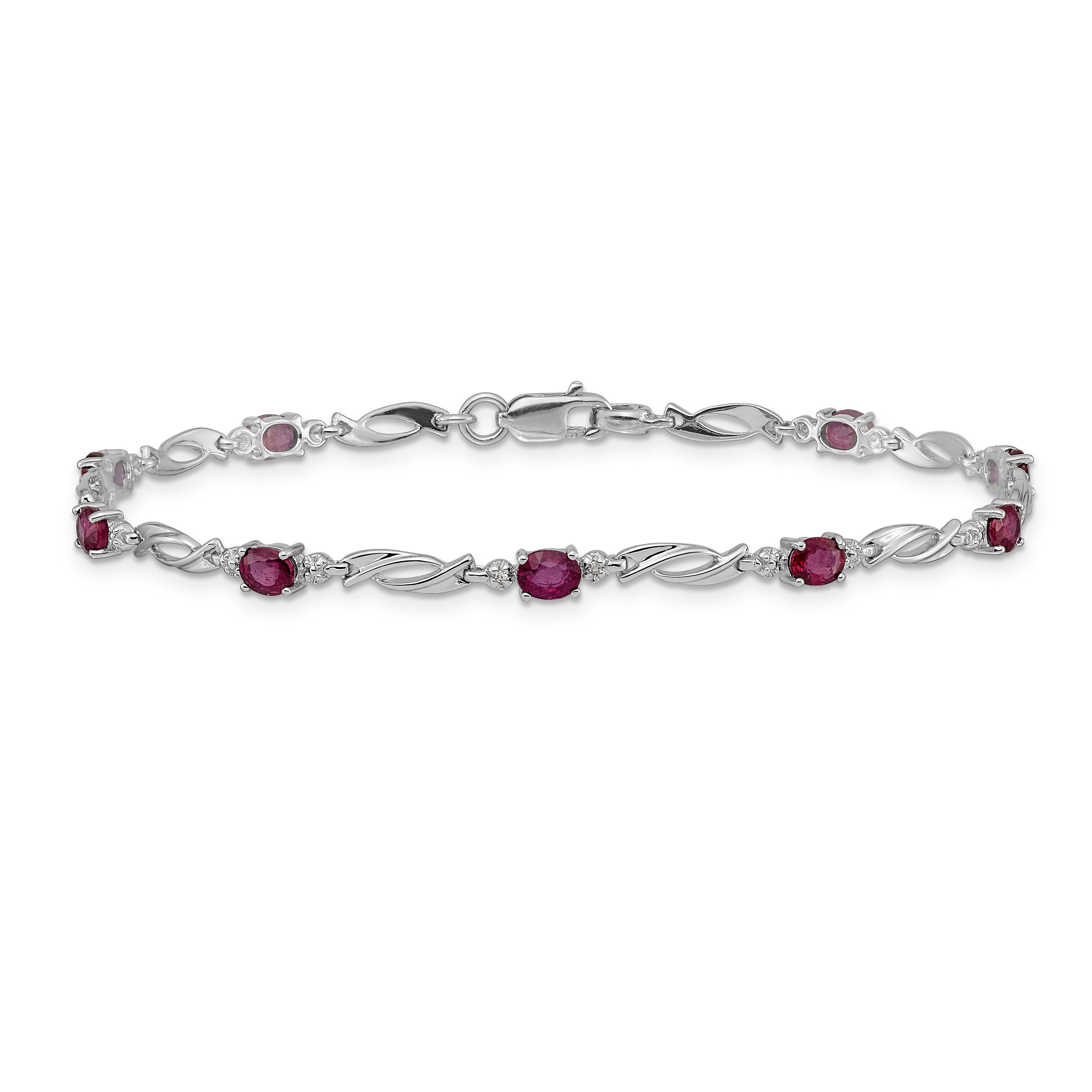 10k White Gold Diamond and Ruby Bracelet