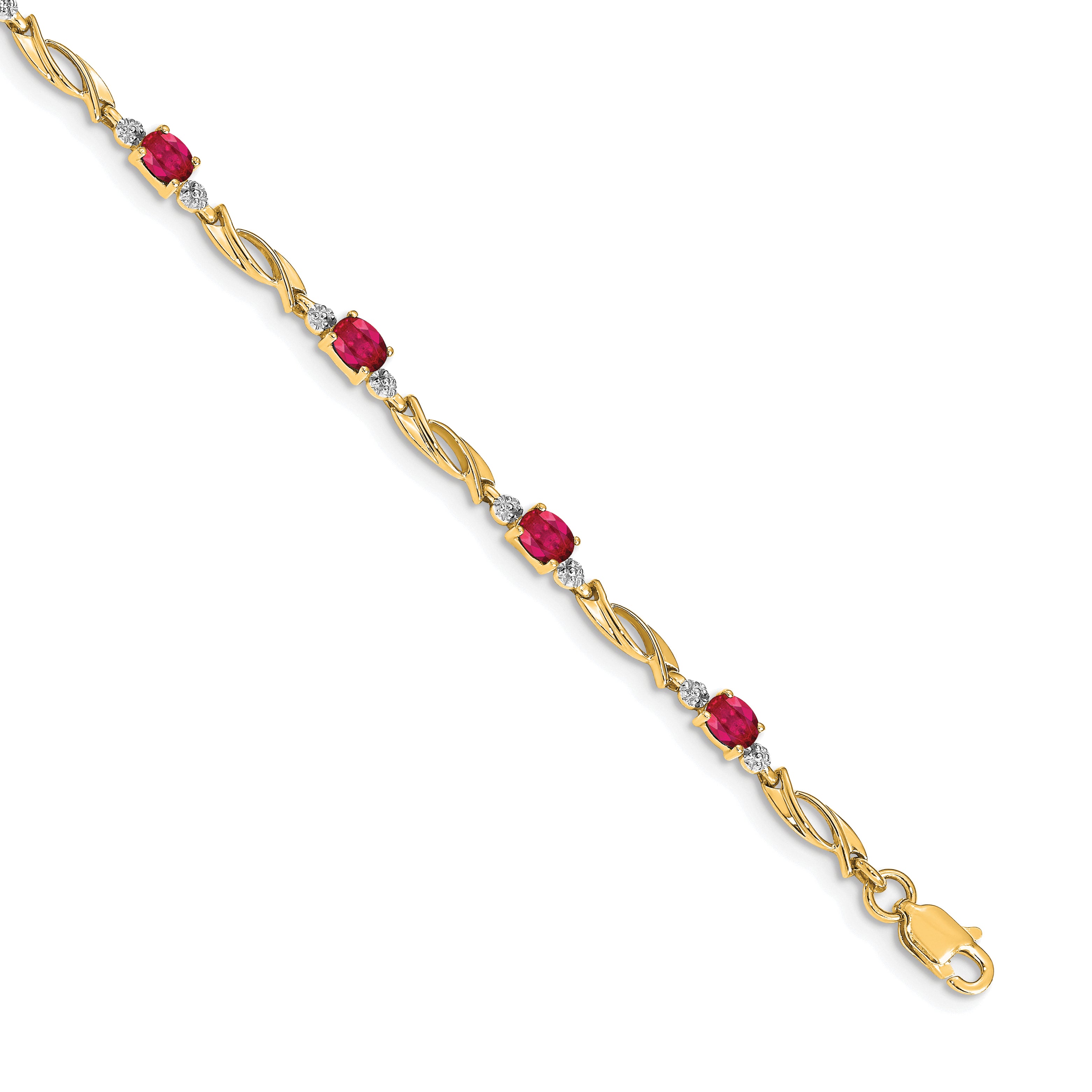 10k Diamond and Oval Ruby Bracelet