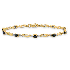 10k Diamond and Oval Sapphire Bracelet