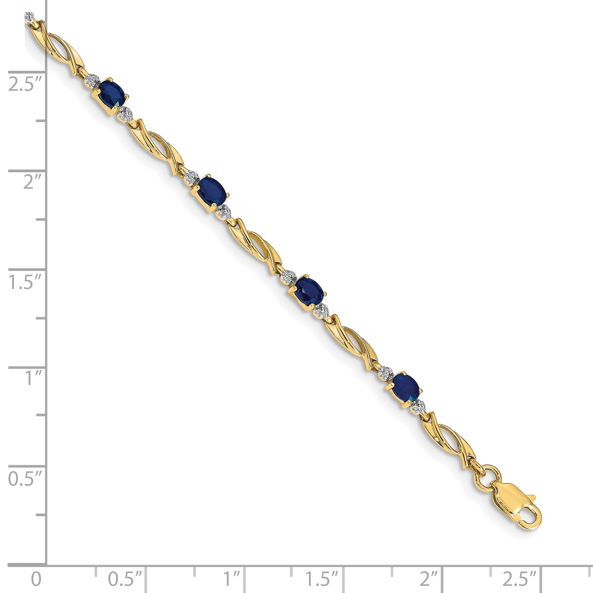 10k Diamond and Oval Sapphire Bracelet