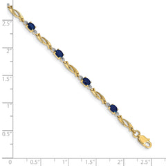 10k Diamond and Oval Sapphire Bracelet