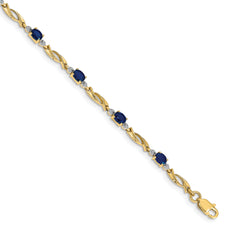 10k Diamond and Oval Sapphire Bracelet