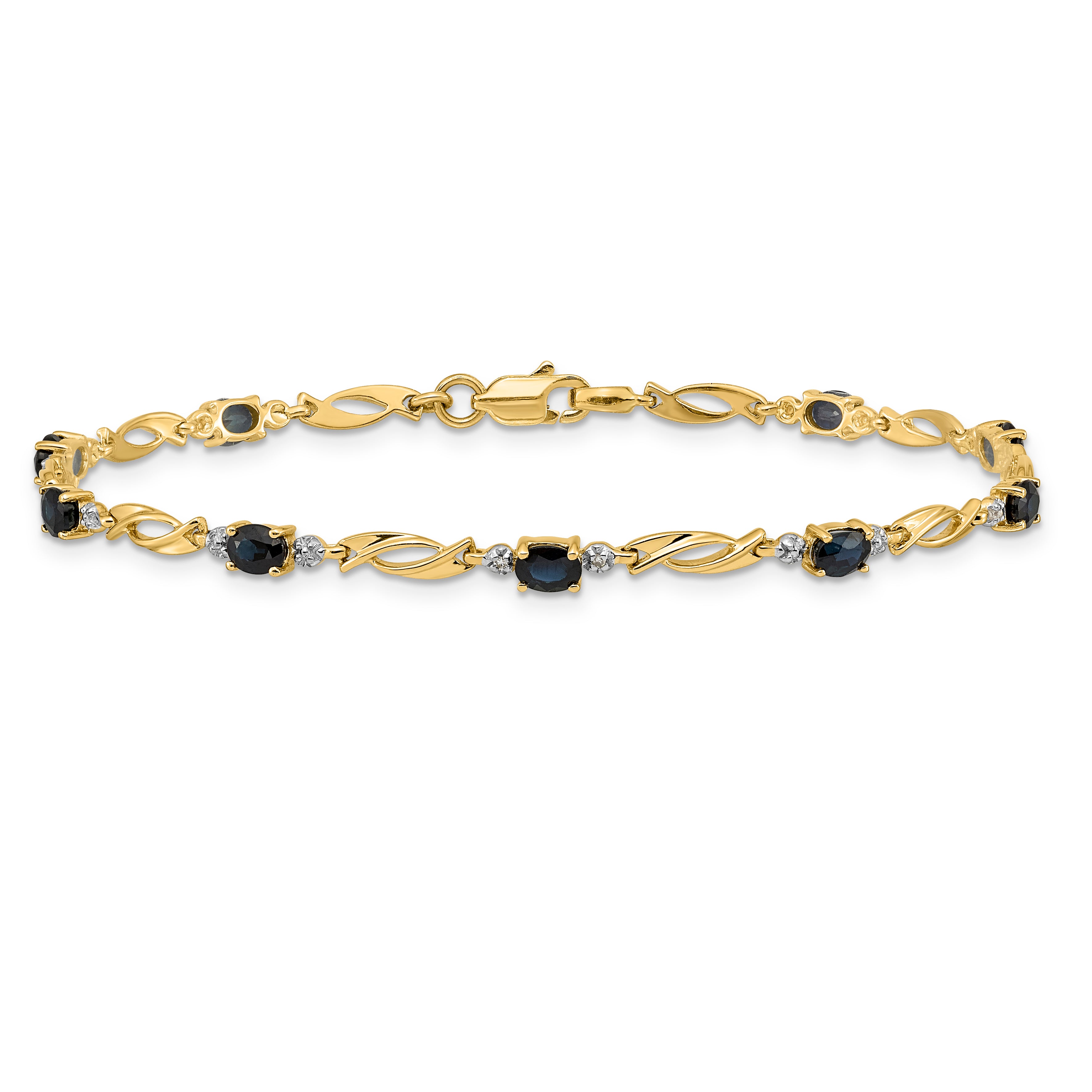 14k Diamond and Oval Sapphire Bracelet