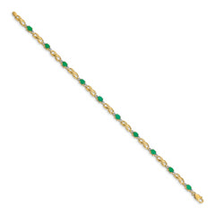 14k Diamond and Oval Emerald Bracelet