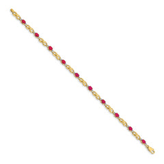 14k Diamond and Oval Ruby Bracelet