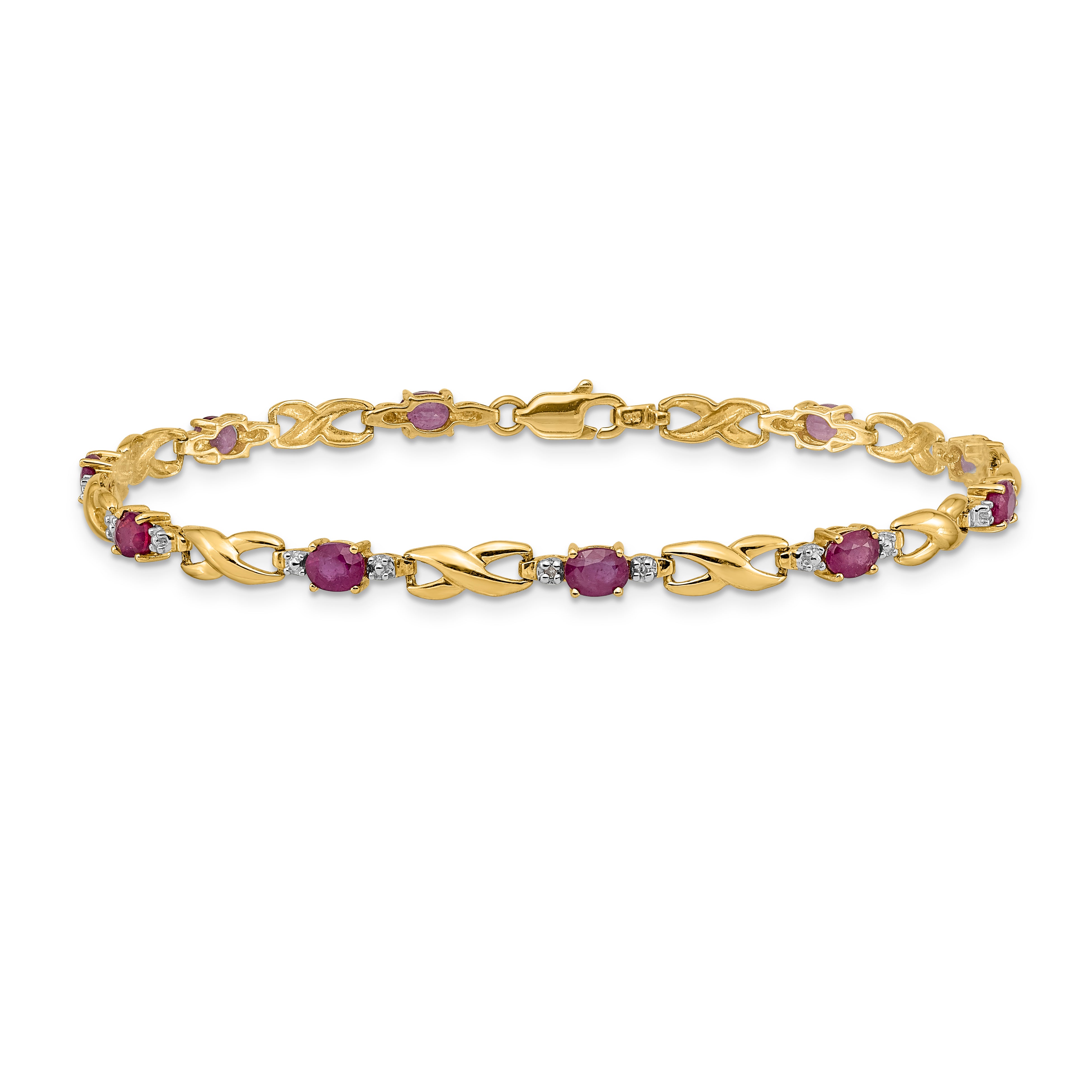 14k Diamond and Oval Ruby Bracelet