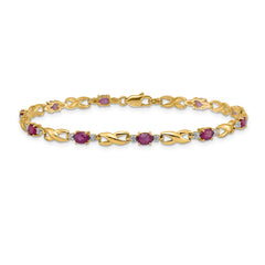 14k Diamond and Oval Ruby Bracelet