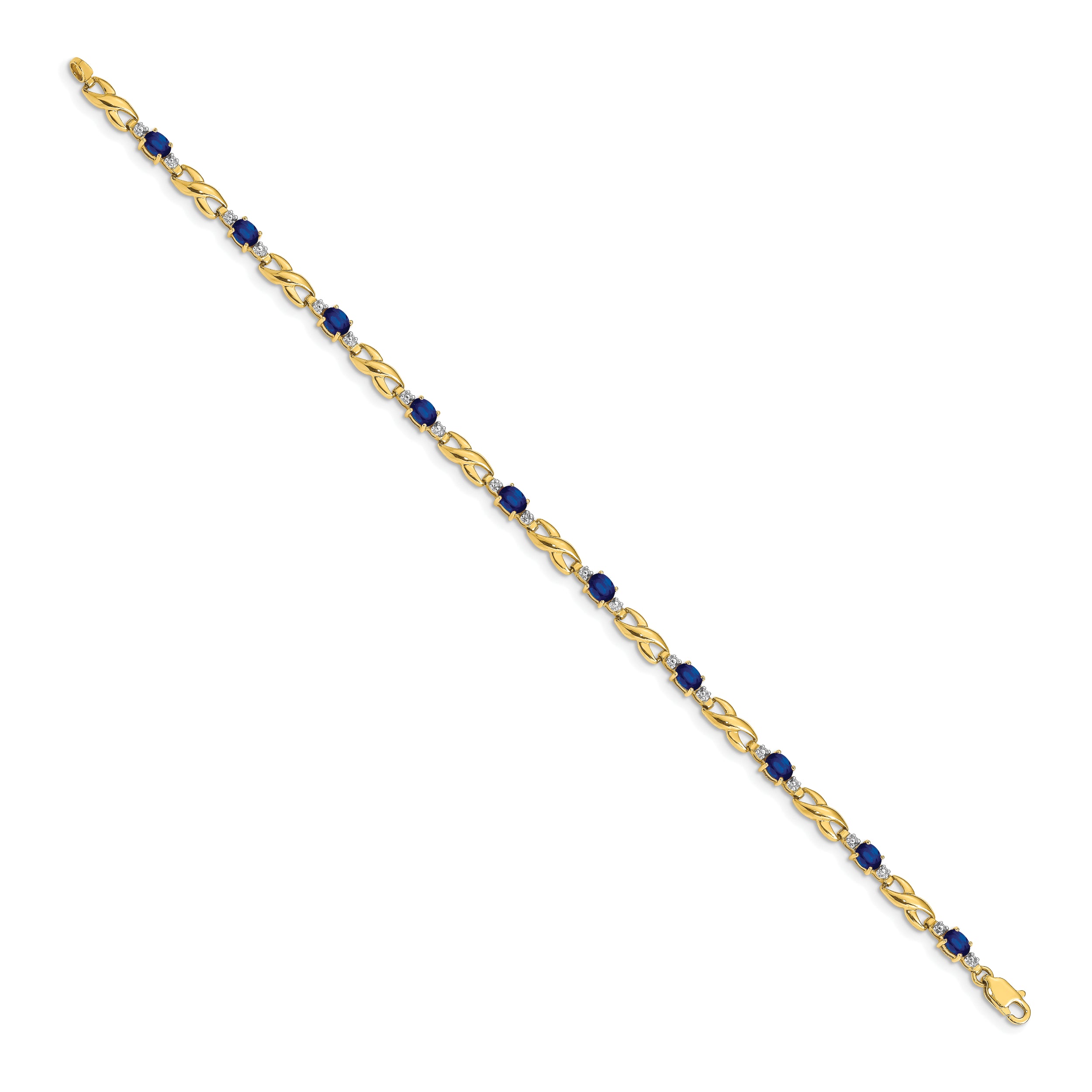 10k Diamond and Oval Sapphire Bracelet