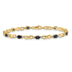 10k Diamond and Oval Sapphire Bracelet