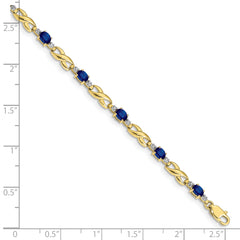 10k Diamond and Oval Sapphire Bracelet