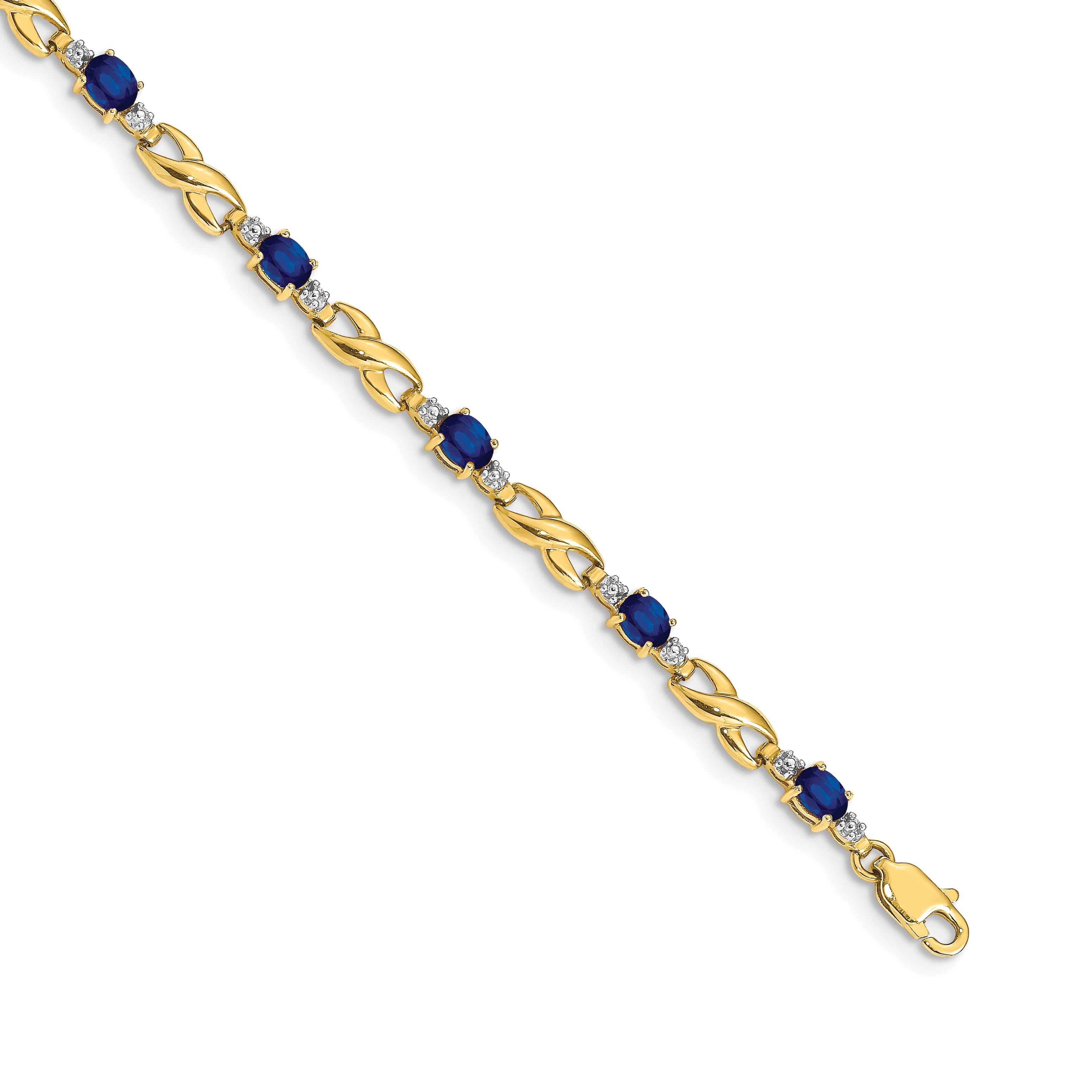 10k Diamond and Oval Sapphire Bracelet