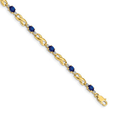 14k Diamond and Oval Sapphire Bracelet