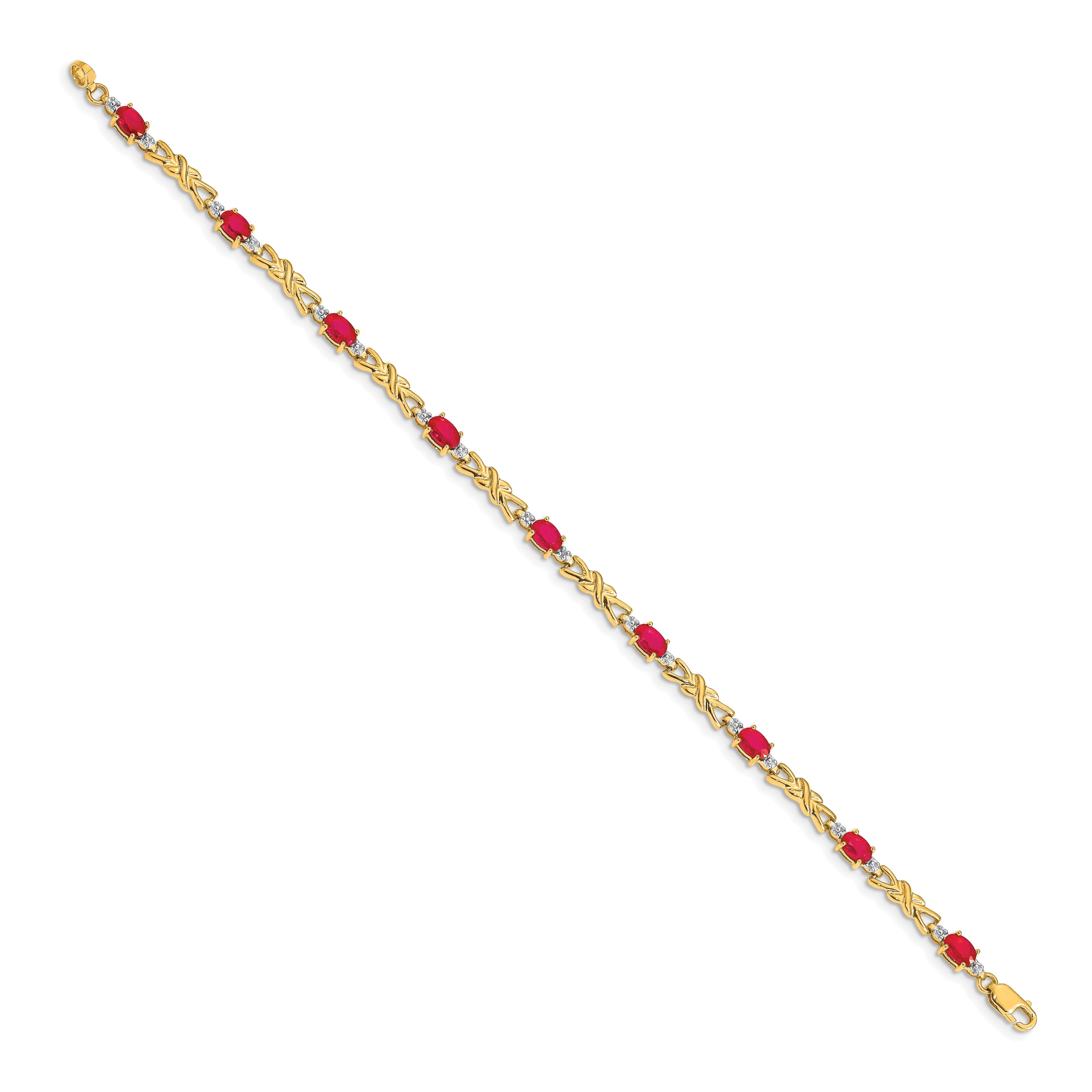 14k Diamond and Oval Ruby Bracelet